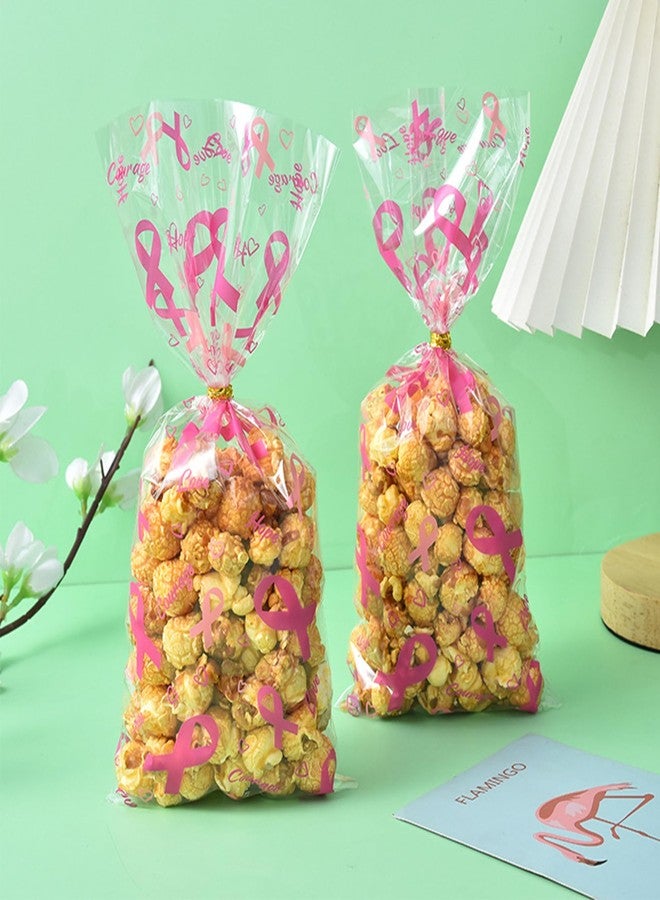 Ysqool Breast Cancer Awareness Cellophane Bags, 50 Pack Pink Ribbon Clear Treat Bags 4.9 x 10.8 In OPP Self-Sealing Gift Bags for Party Favors Cookies Candy Fundraising Events - Image 5